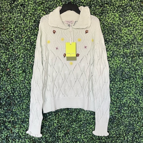 Sandy Liang x Target Floral Embroidered Collared Pullover Sweater - Picture 3 of 10